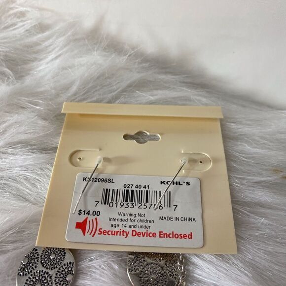 Earrings Chains with Dangling Coins in Silver Color NWT - Picture 3 of 3